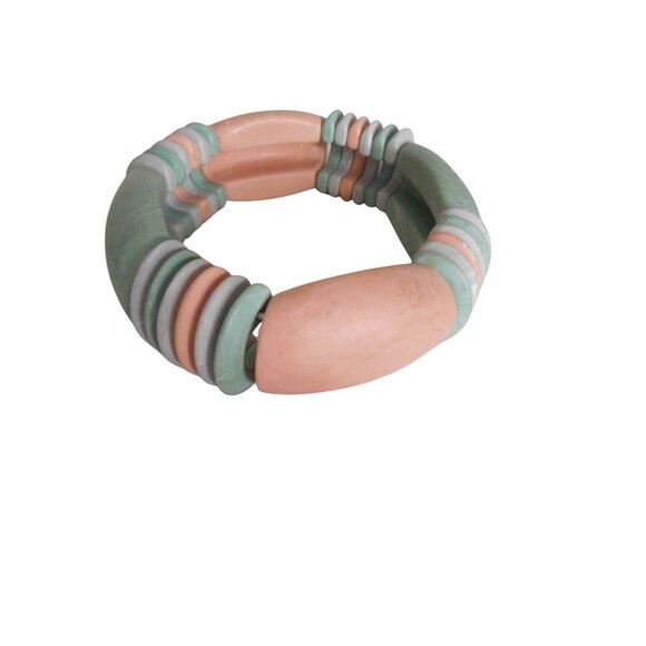 Unknown Jewelry - Vintage 1980s Stretch Bracelet Costume Estate Jewelry  Southwest colors